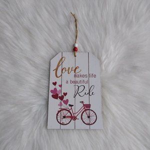 Faux Wooden Valentines Day Bicycle Decor 4 x 10